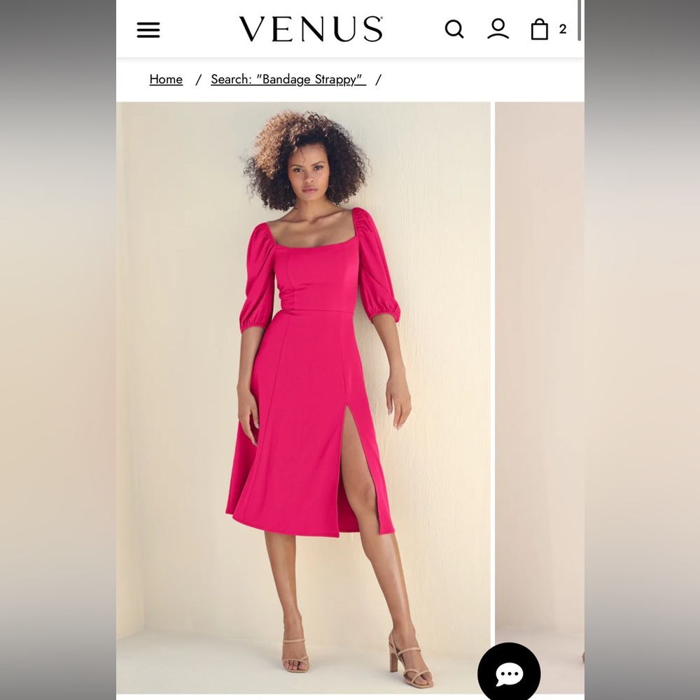 Venus square neck midi dress in pink   Size 16